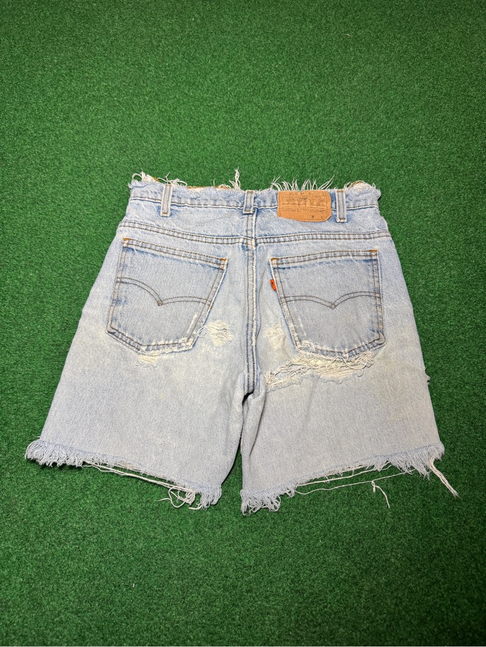 Levis Vintage Cut Off 70s 30 Denim Shorts Thrashed Light Wash 6” Orange Tab Punk